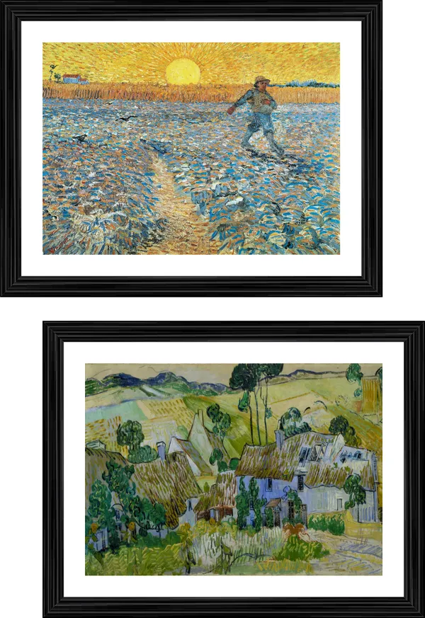 *The_Sower_&_Farms_Near_Auvers,_Van_Gogh_Paintings,_Set_of_2,_Framed,_Wall_D�cor,_Multicolor