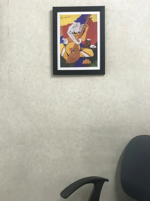 Ganesh_and_Veena*_&_*Ganesh_and_the_Moon*-Set_of_2_Paintings_by_M.F._Husain,_Framed,_Wall_Decor,_Multicolor