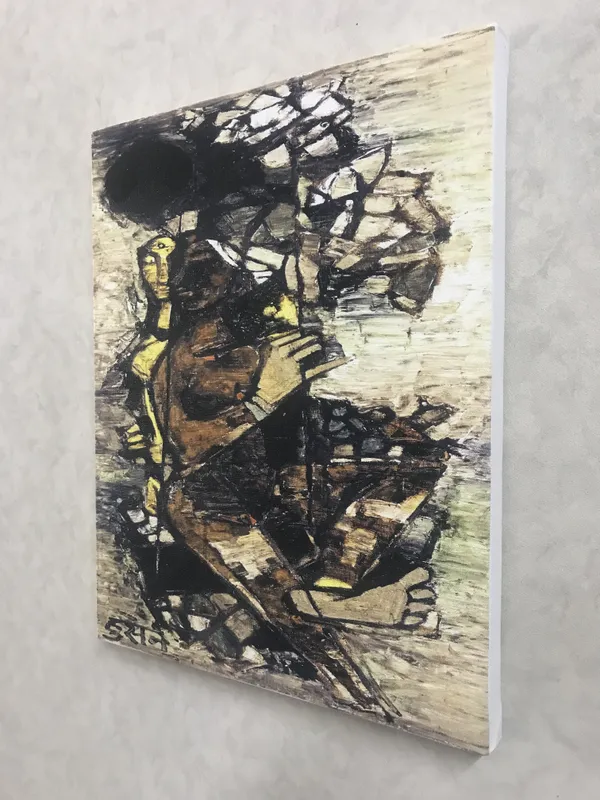Jhoola*_&_*Lady_with_a_Candle*-Set_of_2_Paintings_by_M.F._Husain,_Framed_Canvas,_Wall_Decor,_Multicolor