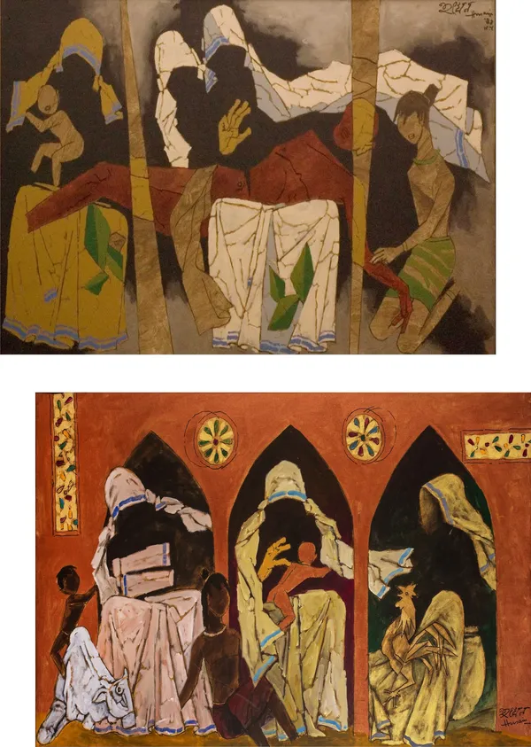 Mother_Teresa-_Goddess_of_Love*_(1989)-Set_of_2_Paintings_by_M.F._Husain,_Framed_Canvas,_Wall_Decor,_Multicolor