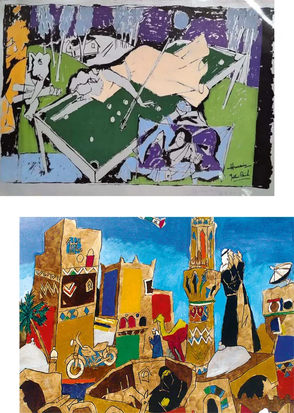The_Culture*-Set_of_2_Paintings_by_M.F._Husain,_Framed_Canvas,_Wall_Decor,_Multicolor