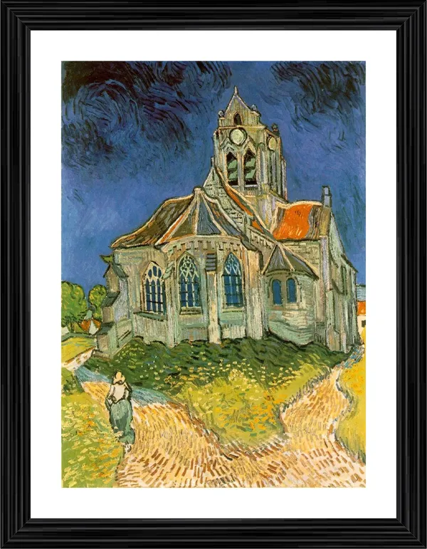 The_Church_at_Auvers,_1890,_A_Painting_by_Van_Gogh,_Framed,_Wall_Decor,_Multicolor