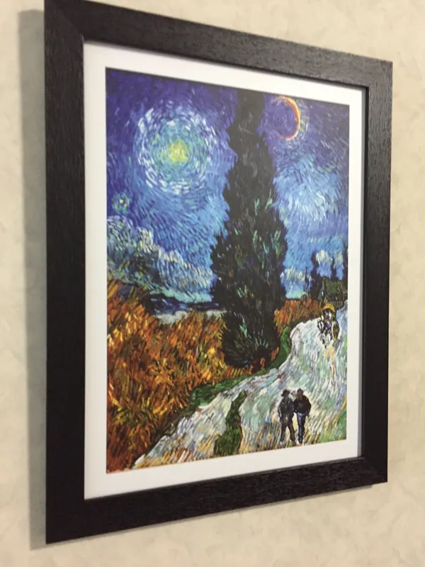 Road_with_Cypress_and_Star,_1890,_A_Painting_by_Van_Gogh,_Framed,_Wall_Decor,_Multicolor