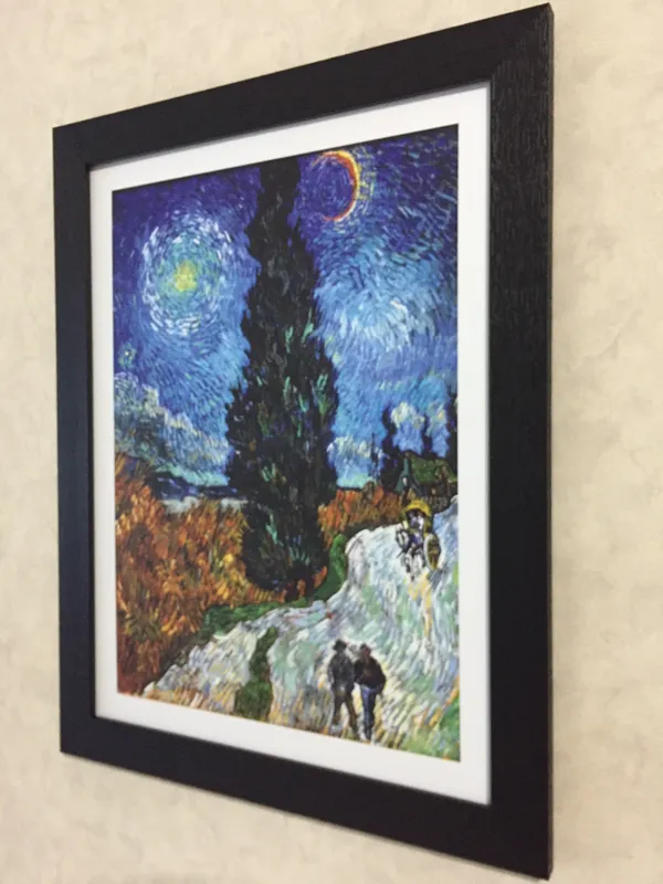 Road_with_Cypress_and_Star,_1890,_A_Painting_by_Van_Gogh,_Framed,_Wall_Decor,_Multicolor