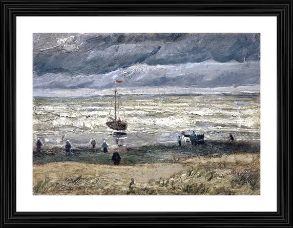Beach_at_Scheveningen_in_Stormy_Weather_1882,_A_Painting_by_Van_Gogh,_Framed,_Wall_Decor,_Multicolor