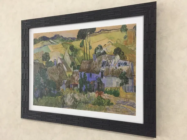 Farms_Near_Auvers_1890,_A_Painting_by_Van_Gogh,_Framed,_Wall_Decor,_Multicolor