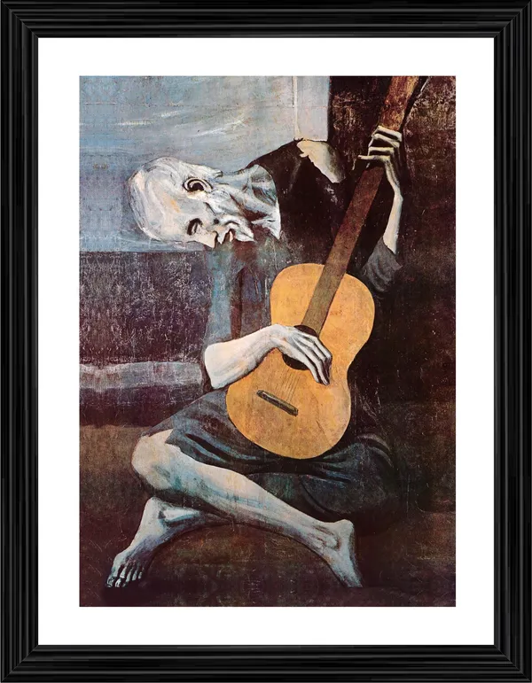 The_Old_Guitarist_(1903),_A_Painting_by_Pablo_Picasso,_Framed,_Wall_Decor,_Multicolor