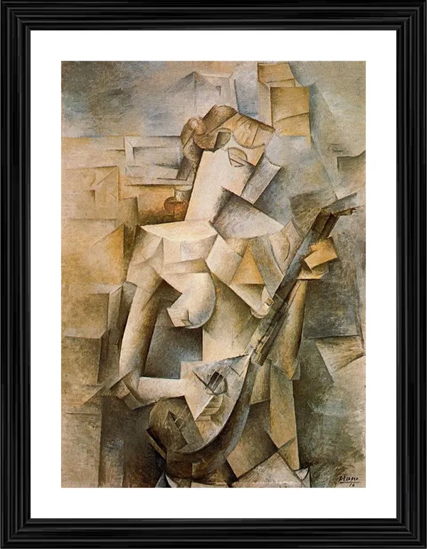Girl_with_Mandolin_1910,_A_Painting_by_Pablo_Picasso,_Framed,_Wall_Decor,_Multicolor