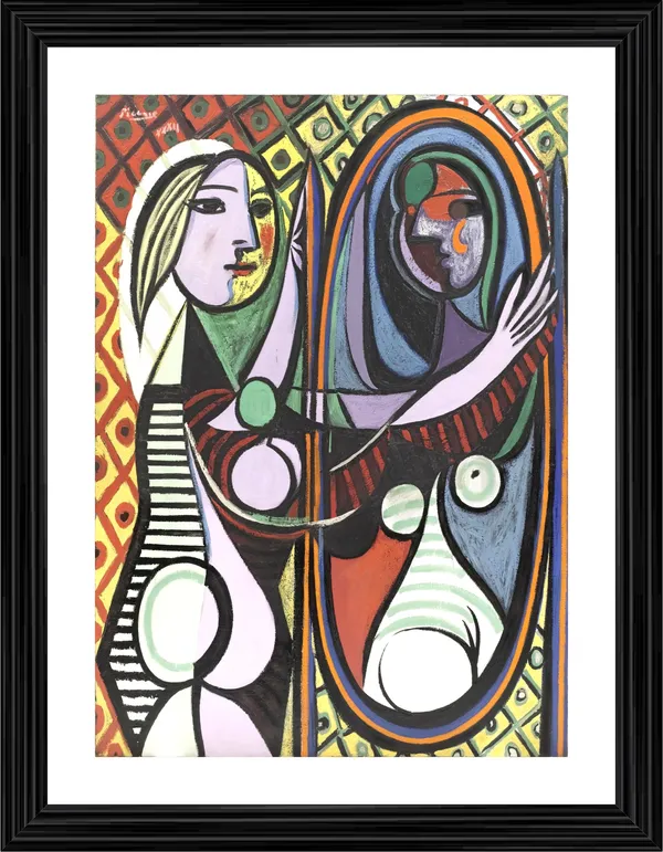 Girl_Before_A_Mirror_1932,_A_Painting_by_Pablo_Picasso,_Framed,_Wall_Decor,_Multicolor