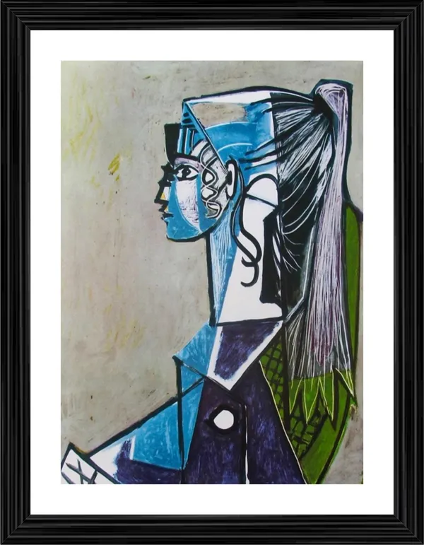 Sylvette_of_Jacqueline_1954,_A_Painting_by_Pablo_Picasso,_Framed,_Wall_Decor,_Multicolor