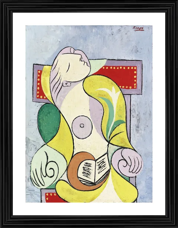 La_Lecture_(Reading_Woman)_1932,_A_Painting_by_Pablo_Picasso,_Framed,_Wall_Decor,_Multicolor
