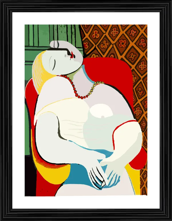 Le_Rve_(The_Dream)_1932,_A_Painting_by_Pablo_Picasso,_Framed,_Wall_Decor,_Multicolor