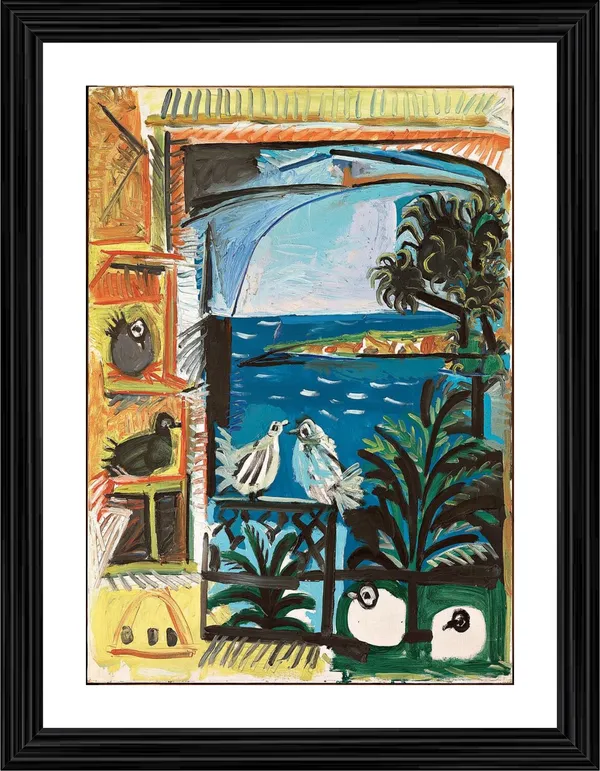 The_Pigeons,_Cannes_1957,_A_Painting_by_Pablo_Picasso,_Framed,_Wall_Decor,_Multicolor
