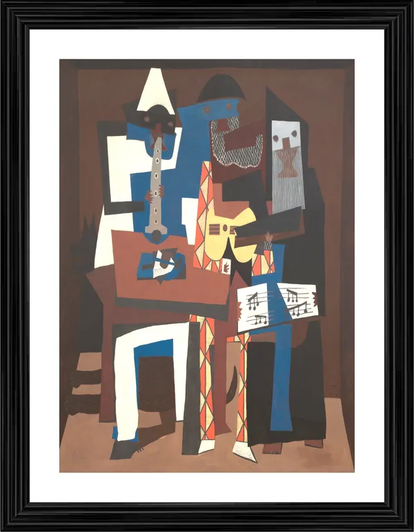 Three_Musicians_1921,_A_Painting_by_Pablo_Picasso,_Framed,_Wall_Decor,_Multicolor