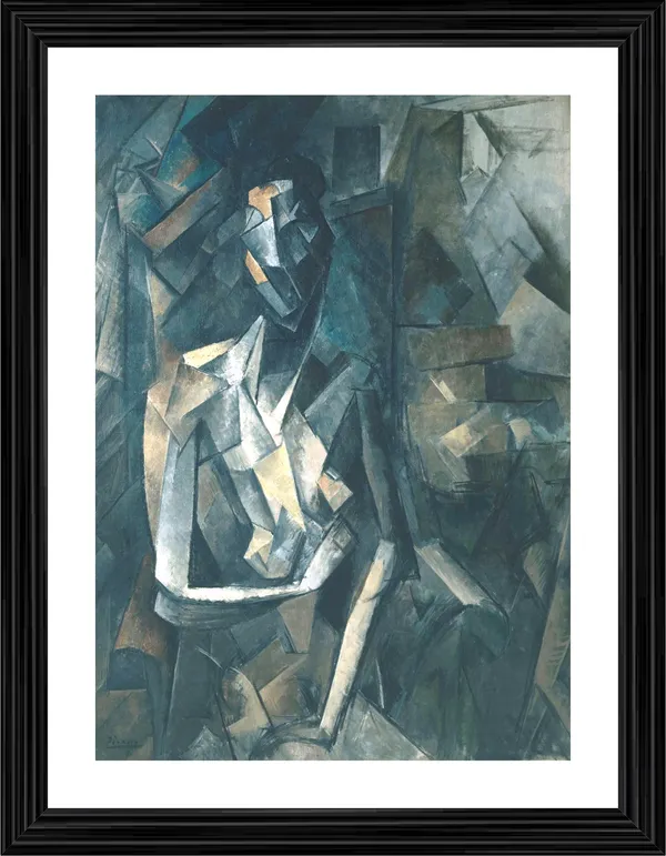 Seated_Woman_1923,_A_Painting_by_Pablo_Picasso,_Framed,_Wall_Decor,_Multicolor