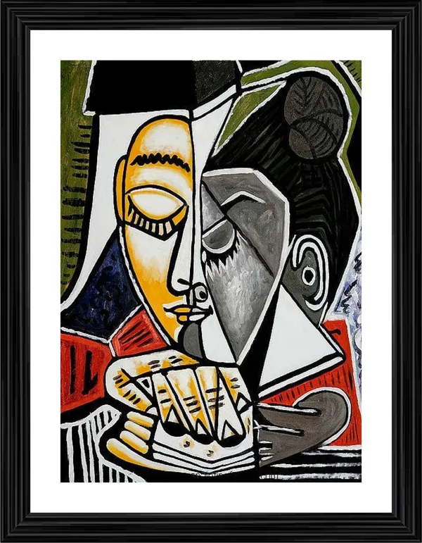 Woman_Reading_and_Art_1953,_A_Painting_by_Pablo_Picasso,_Framed,_Wall_Decor,_Multicolor