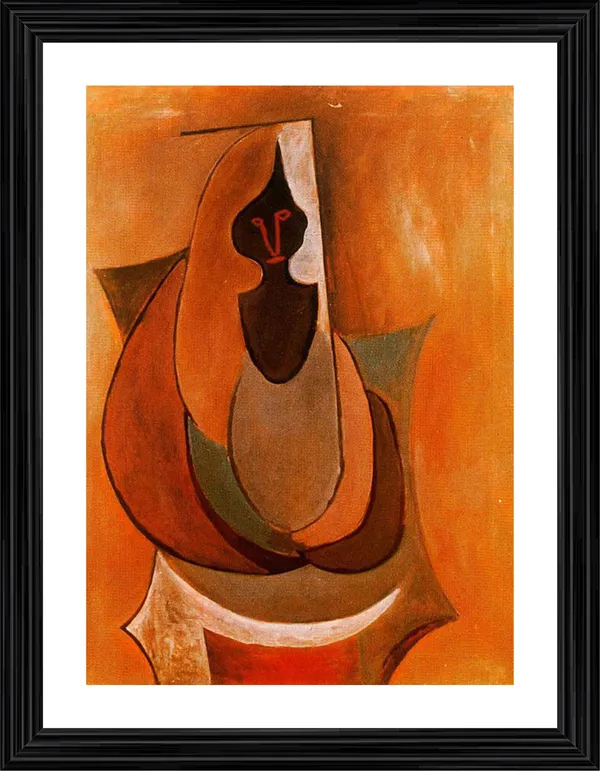 Cubist_Person_1917,_A_Painting_by_Pablo_Picasso,_Framed,_Wall_Decor,_Multicolor