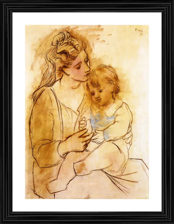 Mother_and_Child_1922,_A_Painting_by_Pablo_Picasso,_Framed,_Wall_Decor,_Multicolor