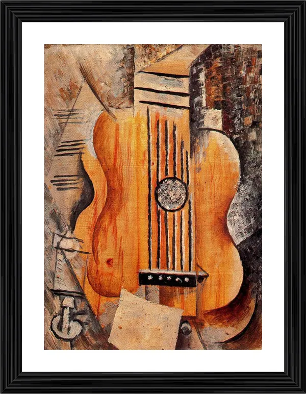 Guitar,_I_Love_Eva_1912,_A_Painting_by_Pablo_Picasso,_Framed,_Wall_Decor,_Multicolor