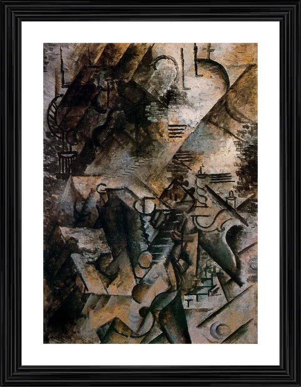 Woman_with_Guitar_and_Piano_1911,_A_Painting_by_Pablo_Picasso,_Framed,_Wall_Decor,_Multicolor