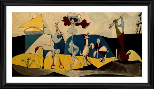 Joie_De_Vivire_Joy_of_Living_1946,_A_Painting_by_Pablo_Picasso,_Framed,_Wall_Decor,_Multicolor