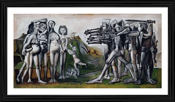 Massacre_in_Korea_1951,_A_Painting_by_Pablo_Picasso,_Framed,_Wall_Decor,_Multicolor