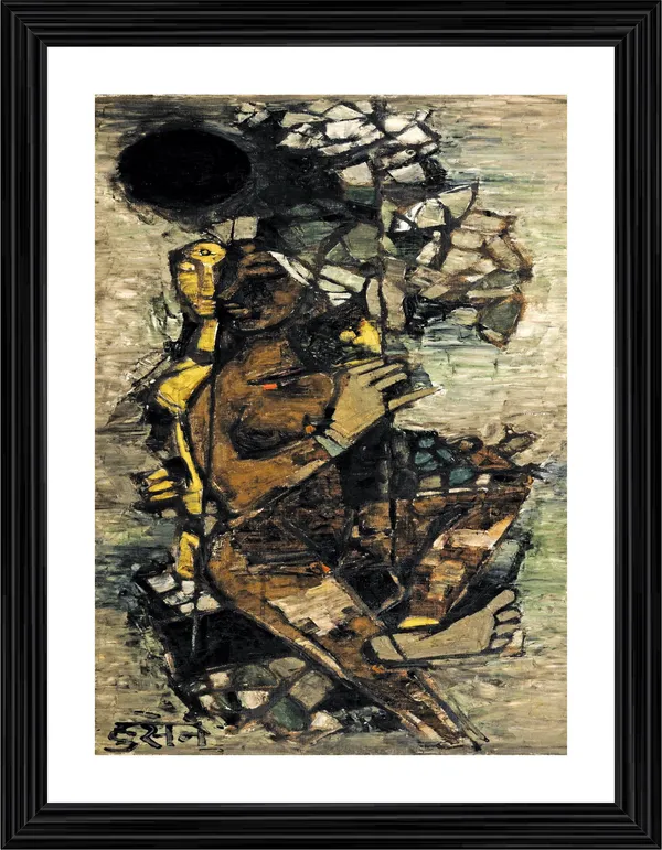 Jhoola-_M.F._Husain's_Painting,_Framed,_Wall_Decor,_Multicolor