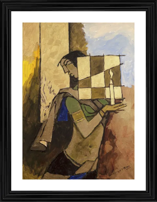 Lady_with_a_Candle-_M.F._Husain's_Painting,_Framed,_Wall_Decor,_Multicolor