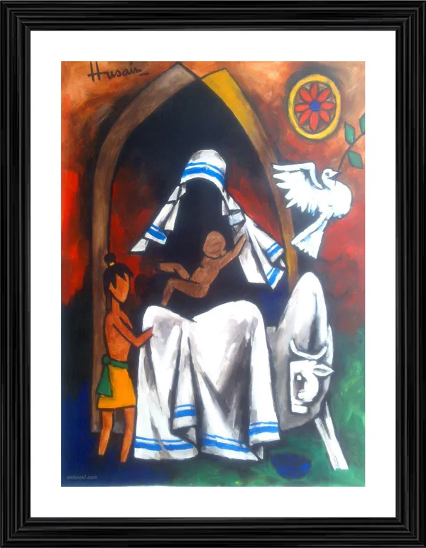 Mother_Teresa-_Goddess_of_Peace-_M.F._Husain's_Painting,_Framed,_Wall_Decor,_Multicolor