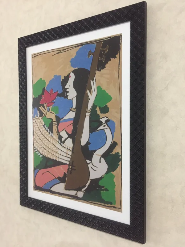 Saraswati-_M.F._Husain's_Painting,_Framed,_Wall_Decor,_Multicolor