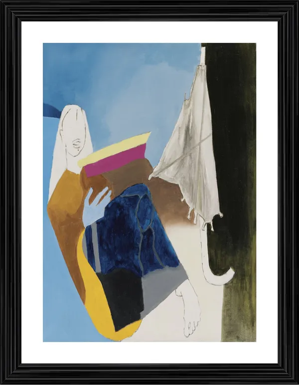 Portrait_of_an_Umbrella_Series_(1980)-_M.F._Husain's_Painting,_Framed,_Wall_Decor,_Multicolor