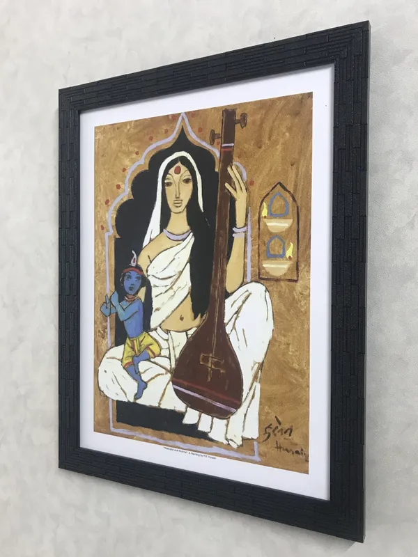 Meerabai_and_Krishna-_M.F._Husain's_Painting,_Framed,_Wall_Decor,_Multicolor