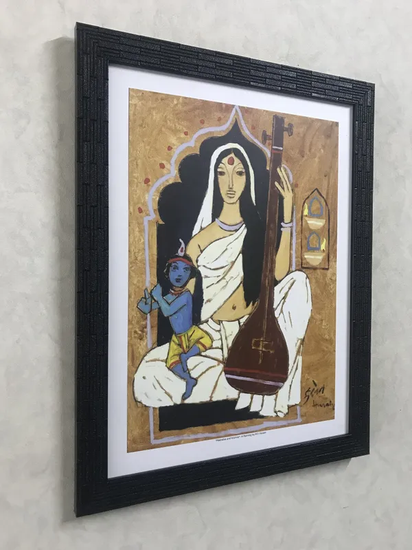 Meerabai_and_Krishna-_M.F._Husain's_Painting,_Framed,_Wall_Decor,_Multicolor