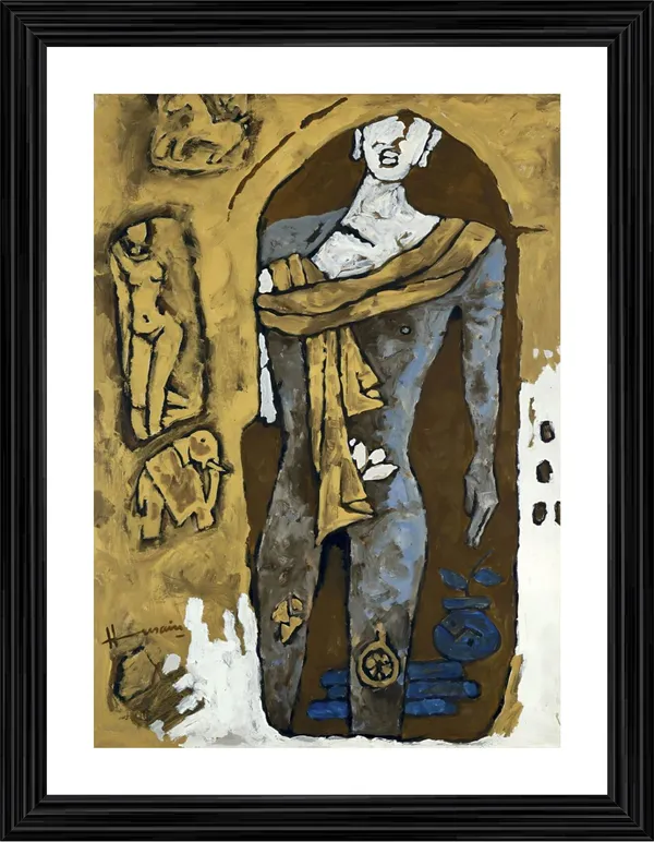 Gautam_Buddha-_M.F._Husain's_Painting,_Framed,_Wall_Decor,_Multicolor