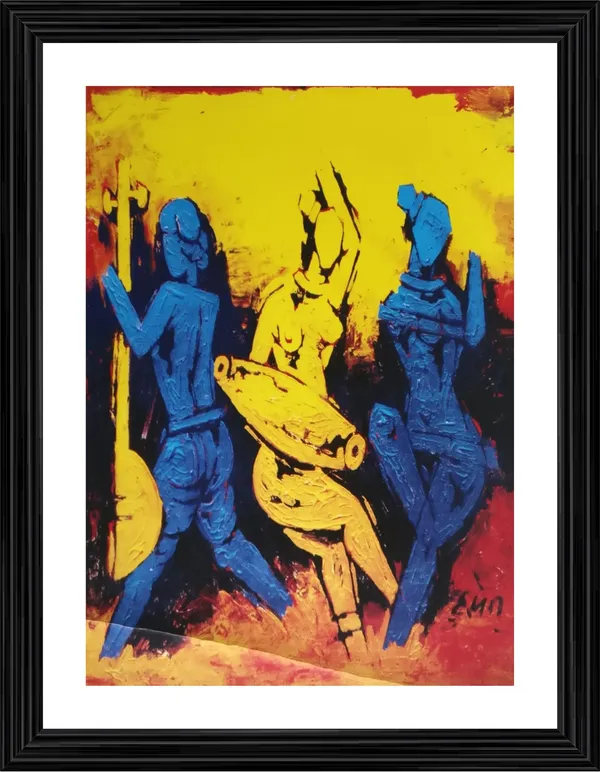 Dancers-_M.F._Husain's_Painting,_Framed,_Wall_Decor,_Multicolor