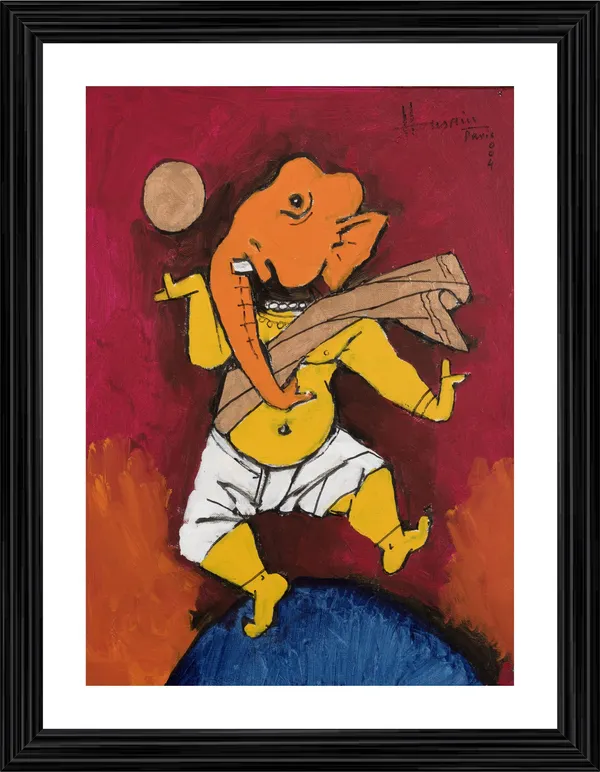 Ganesh_and_the_Moon-_M.F._Husain's_Painting,_Framed,_Wall_Decor,_Multicolor