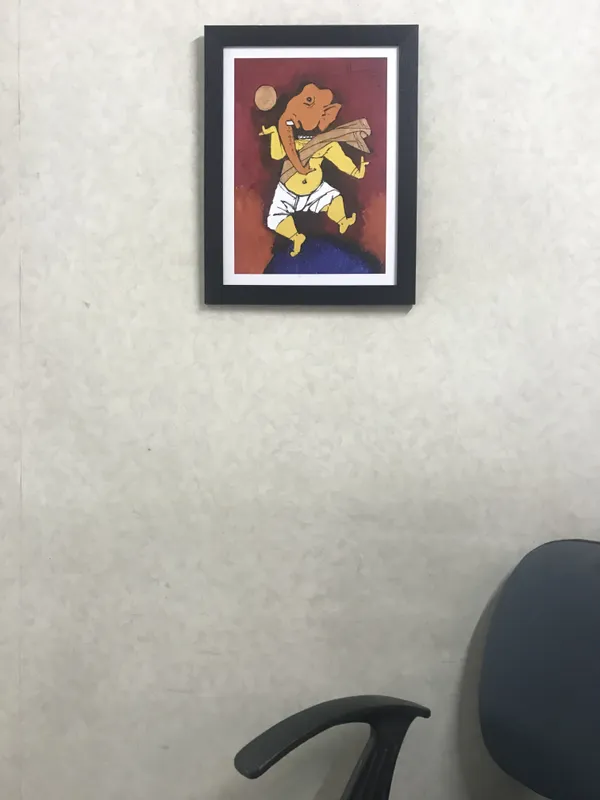 Ganesh_and_the_Moon-_M.F._Husain's_Painting,_Framed,_Wall_Decor,_Multicolor