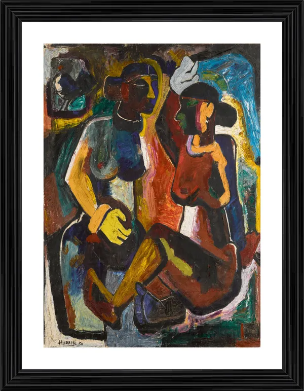 Maharashtriy_Women_(1950)-_M.F._Husain's_Painting,_Framed,_Wall_Decor,_Multicolor