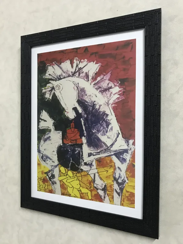 Luv,_Kush_and_the_Horse-_M.F._Husain's_Painting,_Framed,_Wall_Decor,_Multicolor