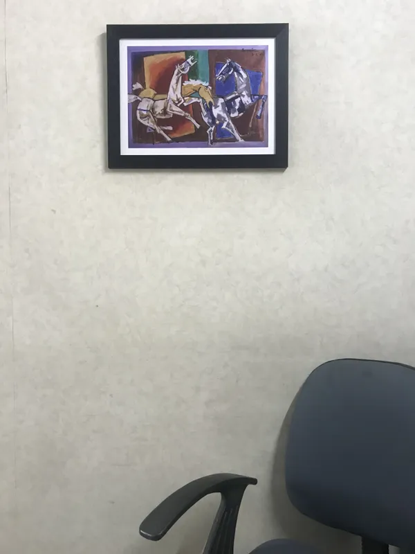 Three_Horses-_M.F._Husain's_Painting,_Framed,_Wall_Decor,_Multicolor