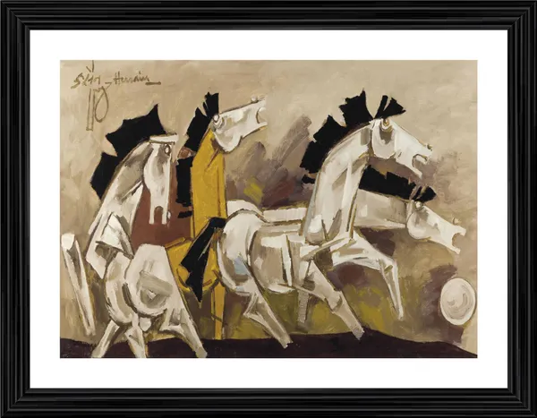 Four_Horses_-_M.F._Husain's_Painting,_Framed,_Wall_Decor,_Multicolor