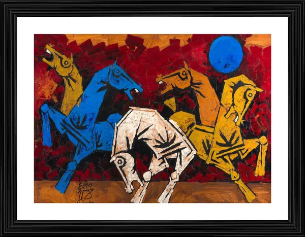 Five_Horses-_M.F._Husain's_Painting,_Framed,_Wall_Decor,_Multicolor