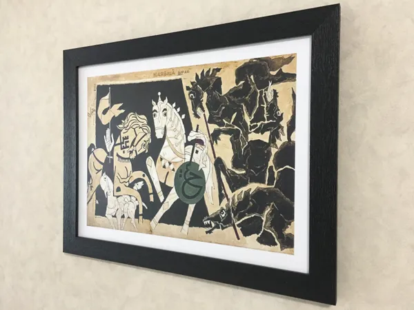 Five_Horses_and_the_Battle-_M.F._Husain's_Painting,_Framed,_Wall_Decor,_Multicolor