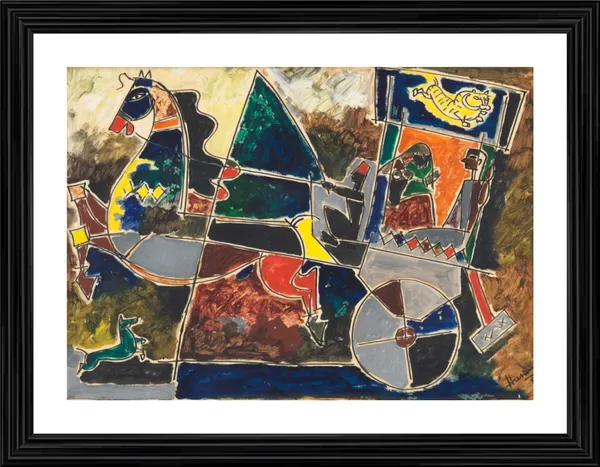 Village_Horse_and_the_Chariot-_M.F._Husain's_Painting,_Framed,_Wall_Decor,_Multicolor