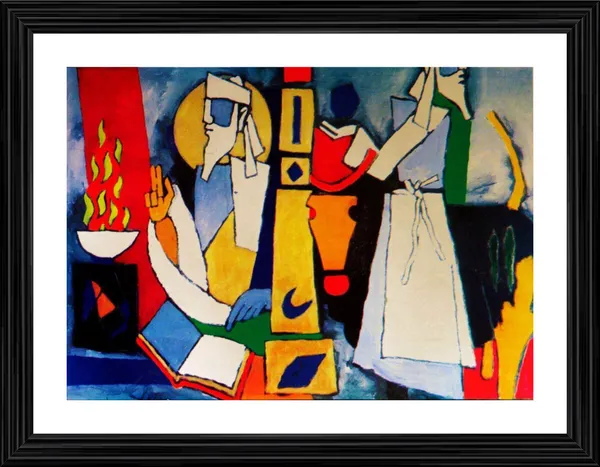 Zoroastrinism-_M.F._Husain's_Painting,_Framed,_Wall_Decor,_Multicolor