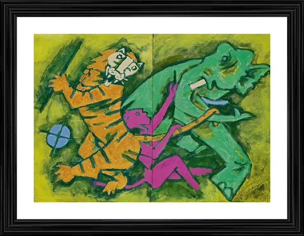Spirit_of_India-_M.F._Husain's_Painting,_Framed,_Wall_Decor,_Multicolor