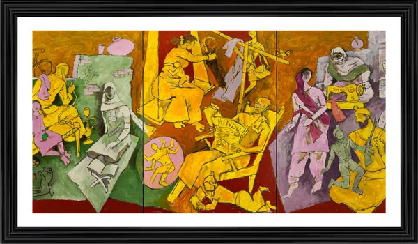 Modern_India_(India_Series_Paintings)-_M.F._Husain's_Painting,_Framed,_Wall_Decor,_Multicolor