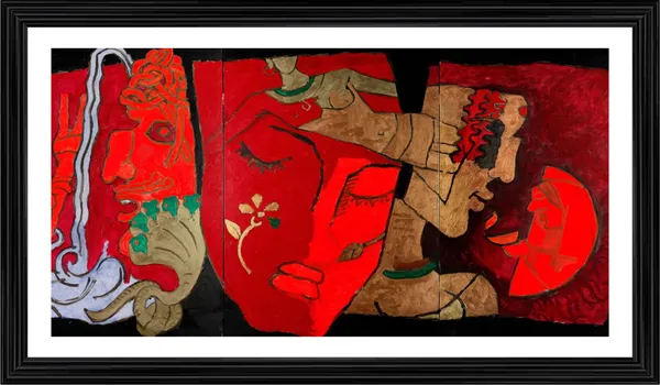 Women_(India_Series_Paintings)-_M.F._Husain's_Painting,_Framed,_Wall_Decor,_Multicolor