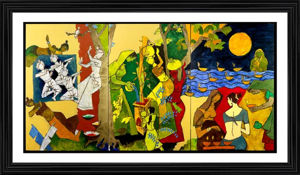 Festivals-_India_Series_Painting_by_M.F._Husain,_Framed,_Wall_Decor,_Multicolor