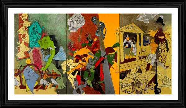 3_Dynasties_(India_Series_Paintings)-_M.F._Husain's_Painting,_Framed,_Wall_Decor,_Multicolor